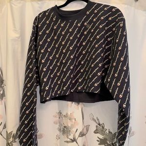 cropped navy champion crew neck